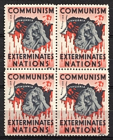 1940 'Communism Exterminates Nations', Lithuania, Block of Four (MNH)