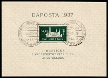 1937 Danzig Gdansk, Germany, Airmail, Souvenir Sheet (Mi. Bl 1 b, Canceled, CV $30)