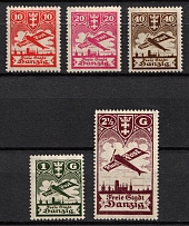 1924 Danzig Gdansk, Germany, Airmail (Mi. 202 - 206, Full Set, CV $70, MNH)