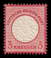 1872 3kr German Empire, Large Breast Plate, Germany (Mi. 25 DPra, DOUBLE Embossing of Center, Certificate, CV $600)
