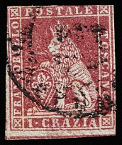 1851 1c Tuscany, Italy (Sc 4, Canceled, CV $180)