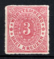 1869 3kr Wurttemberg, German States, Germany (Mi. 38, CV $30, MNH)