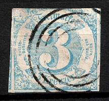 1859-61 3k Thurn und Taxis, German States, Germany (Mi. 21, Sc. 48, Canceled, CV $30)