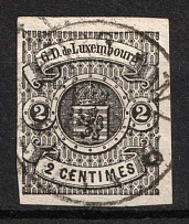 1859-63 2c Luxembourg (Mi. 4, Imperforate, Canceled, CV $910)