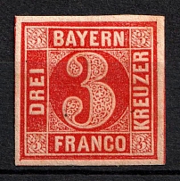 1862 3k Bavaria, German States, Germany (Mi. 9, Sc. 10, Signed, CV $80)