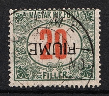 1918 20f Fiume, Italian Regency of Carnaro, Inter-Allied Occupation, Provisional Issue, Official Stamps (Mi. 11 I, Sc. J11 cd, INVERTED Overprint, Canceled, CV $550)