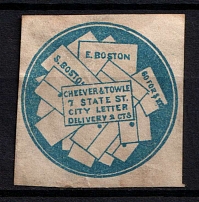 1849 2c Cheever Towle, City Letter Delivery, Boston, Massachusetts, United States, Locals (Sc. 37L1, CV $600)