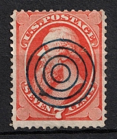1871 7c Stanton, United States, USA (Scott 149, Vermilion, Signed, Canceled, CV $100)