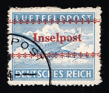 1944 Island Crete, Reich Military Mail Fieldpost Feldpost 'INSELPOST', Germany (Mi. 7 B, Rare, Signed, Canceled, CV $6,500)