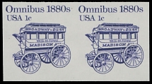 United States - Modern Errors and Varieties - 1983, Omnibus, 1c violet, horizontal imperforate pair of coil stamps, full OG, NH, VF, C.v. $325, Scott #1897b…