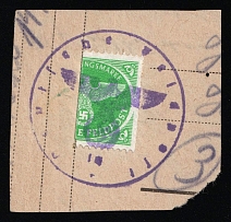 1945 Kurland (Courland), Military Mail Fieldpost Feldpost, Germany (Mi. 16, BISECT on piece, Canceled, CV $80)
