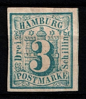1859 3s Hamburg, German States, Germany (Mi. 4, Sc. 4, CV $90)