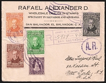 1938 (18 Aug) San Salvador, El Salvador - New York, United States, Registered Airmail  First Day Cover (FDC)