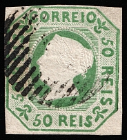 1853 50r Portugal (Mi 3a, Cenceled, CV $1,600)