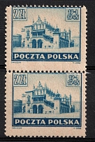 1945 2zl Republic of Poland, Pair (Fi. 364, Mi. 395, Shifted Perforation)
