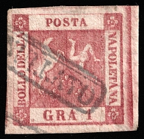 1858 1g Naples, Italy (Mi 2, Canceled, CV $45)