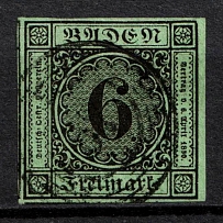 1851-52 6k Baden, German States, Germany (Mi. 6b, Sc. 3, Canceled, CV $80)
