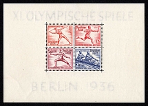 1936 Third Reich, Germany, Souvenir Sheet (Mi. Bl. 6 z var, Thick Paper, CV $400, MNH)