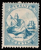 1864 12c Liberia, Africa (Sc 8, CV 80)