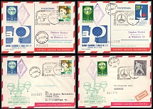 1963 Poznan, Gniezno, Republic of Poland, Non-Postal, Cinderella, Stock of Balloon Covers (Commemorative Cancellations)