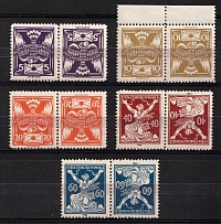 1920-25 Czechoslovakia, Tete-Beche Pairs (Mi. 163 B K - 173 B K, 176 B K, CV $100)