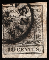 1850 10c Austria, Lombardy–Venetia (Mi 2Y, Canceled, CV $240)