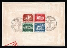 1935 Third Reich, Germany, Souvenir Sheet OSTROPA on piece (Mi. Bl. 3, Canceled, CV $1,450)