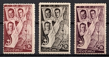 1938 Second Trans - Polar Flight from Moscow to San-Jacinto, Soviet Union, USSR, Russia (Zv. 515 - 517, Full Set, MNH)