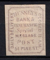 1872 Hussey's Bank & Insurance Special Message Post, New York, United States, Locals (Sc. 87L49, CV $20)