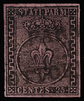 1852 25c Parma, Italy (Mi 4, Sigend, Canceled, CV $180)