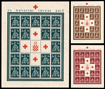 1941 Croatia Independent State (NDH), Souvenir Sheets (Mi. B 3 - B 5, Full Set, CV $110)