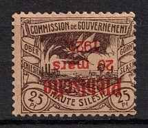 1921 25pf Joining of Upper Silesia, Germany (Mi. 33 K, INVERTED Overprint, Signed, CV $+++)